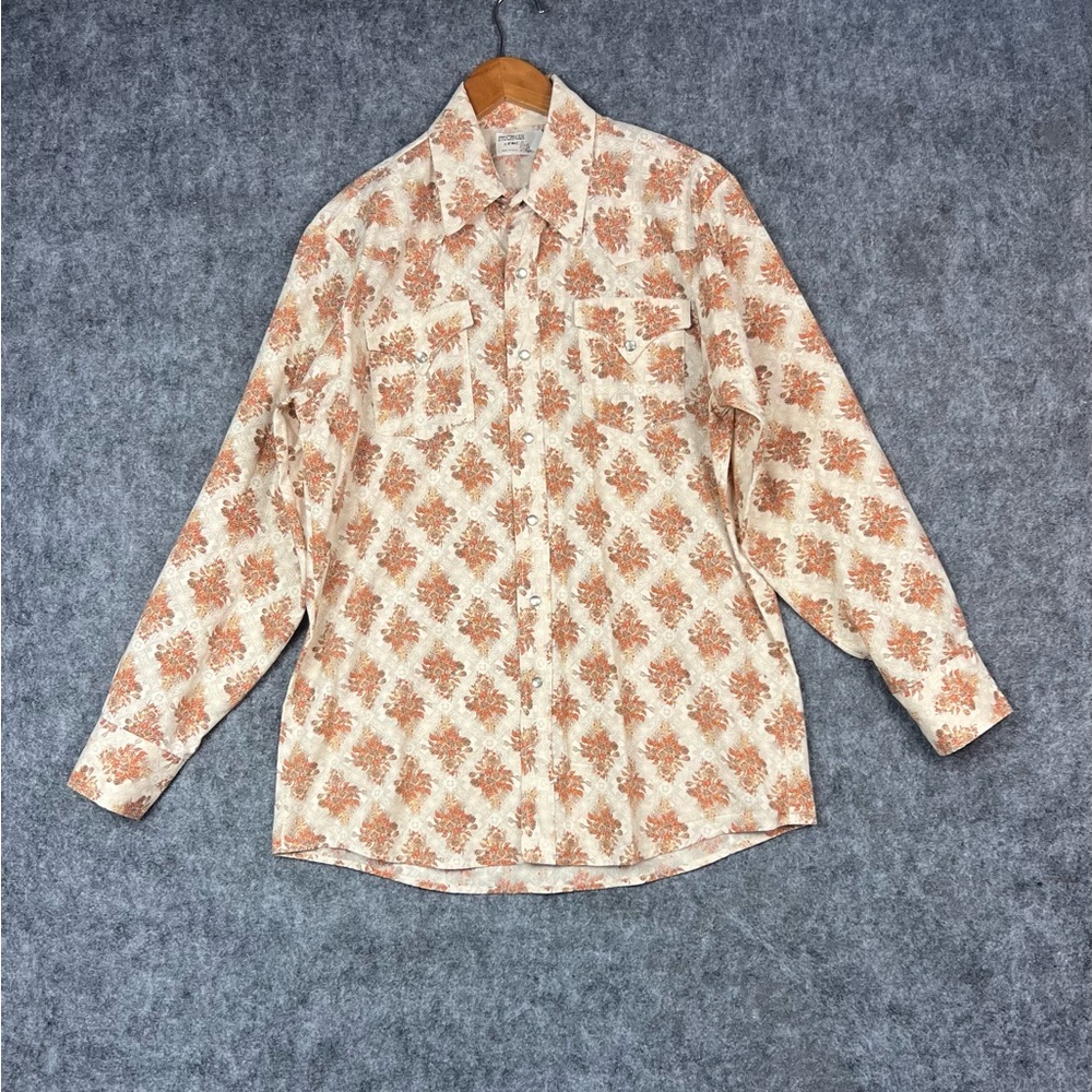 Stockman PMC Shirt Elegant Cream and Brown Men's Casual Shirt XL Made In USA